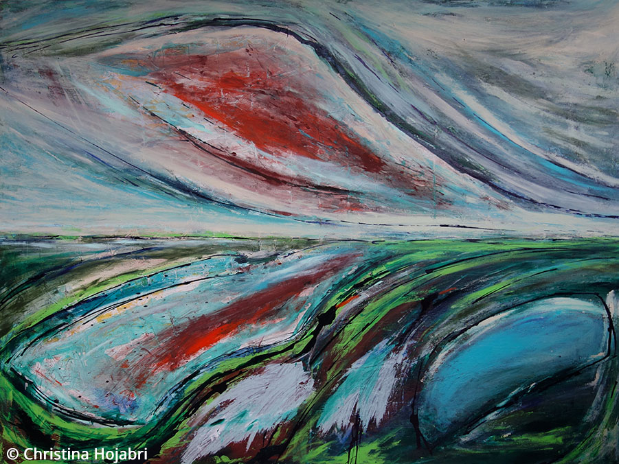 160x120-Kraninche-im-Wind-Acryl-und-Tusche-auf-Leinwand-2022