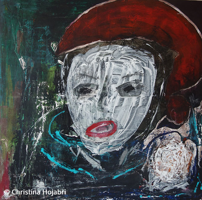 90x90-Die-Huehnerfrau-Acryl-Lack-auf-Leinwand-2020